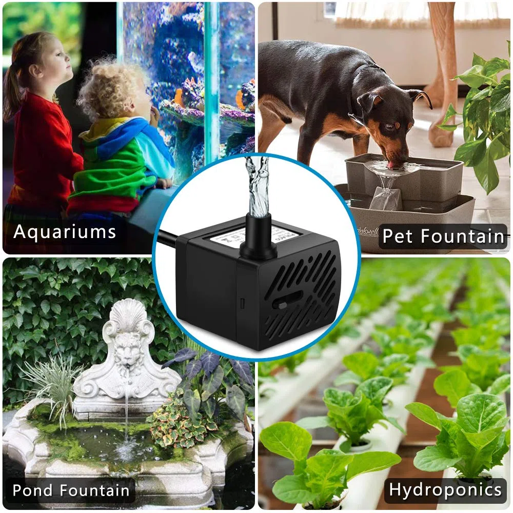 PULACO 2 mini bombas de fuente (50 GPH 3 W), bomba de agua sumergible ultra silenciosa para acuario, tanque de peces pequeño, fuente de agua para mascotas, fuentes de mesa, jardines de agua y sistemas