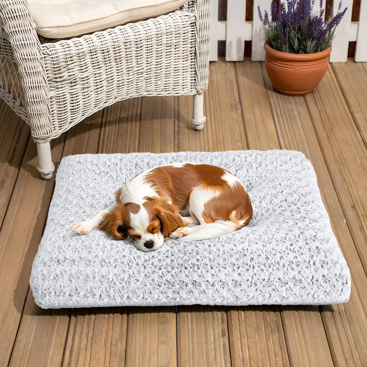 Homaxy Cama para perros grandes, mullida, ergonómica, lavable, con parte inferior antideslizante, para perros grandes, 120 x 74 x 10 cm, color blanco