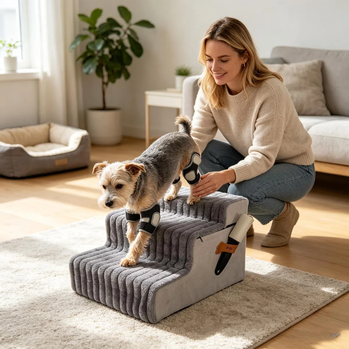 Escalón Canino Accesorio de Mascotas Desmontable Antideslizante y Lavable | Escaleras Felinas Equilibradas Para Perros Mayores Cachorros Pequeños Gatos Balcón Terraza Sofá Apartamento