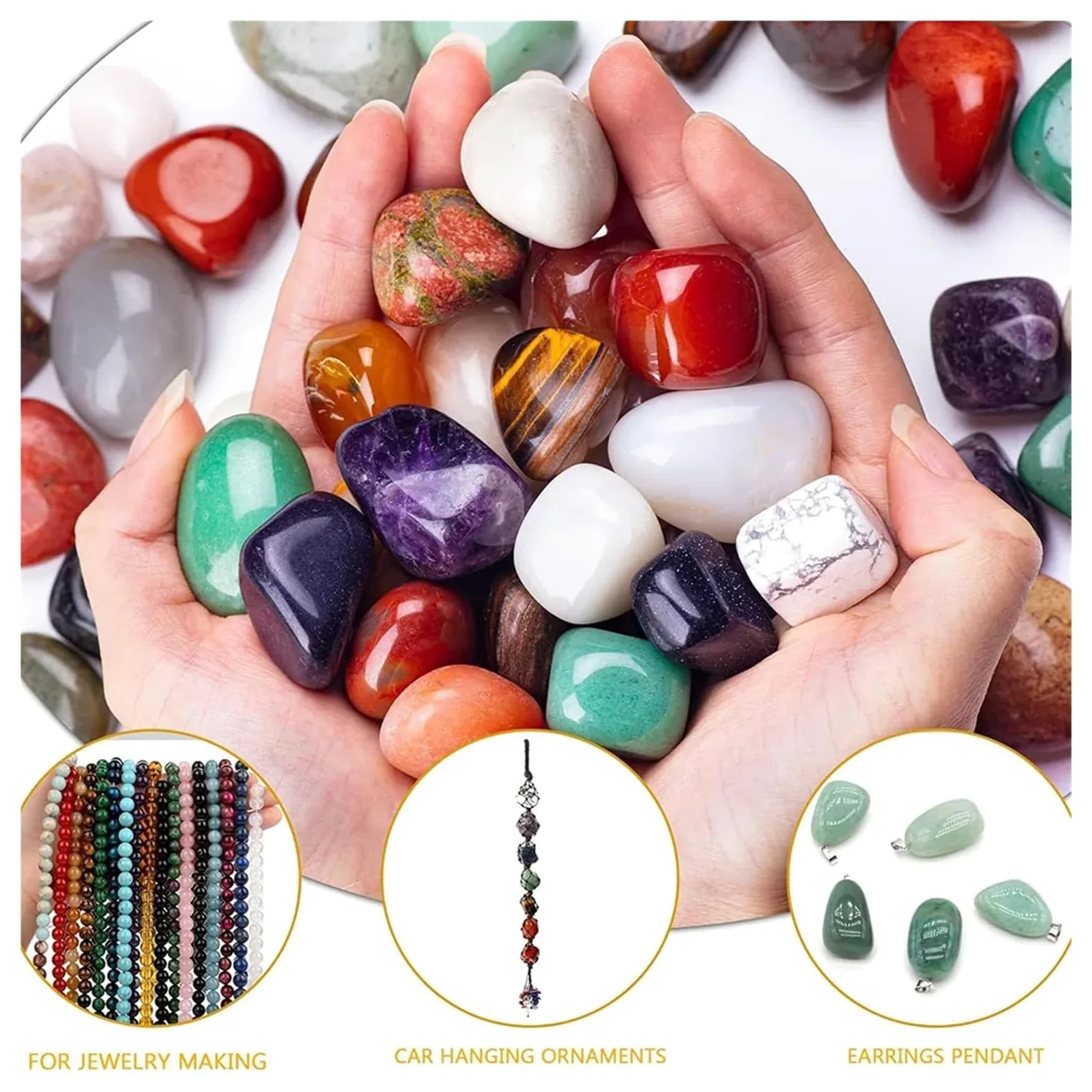Piedras de Grava para peceras, Rocas pulidas caídas, Piedras Preciosas, Cristales, Acuario, jardín, Multicolor, 50g-1000g(Color 18,1000g)