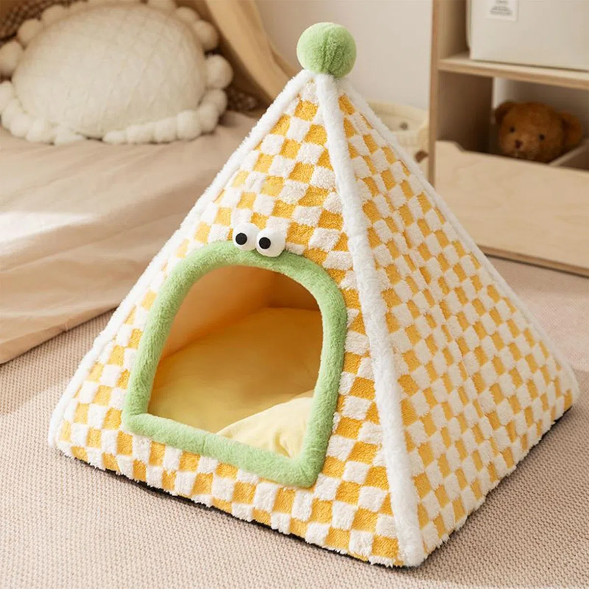Cama Casita De Gatos Tienda Cálida para Cachorros de Raza Pequeña y | Cama para Perros con Techo de Razas Pequeñas y Medianas en Interior Dormitorio Salón Hogar Cueva Tienda Cálida Acogedora
