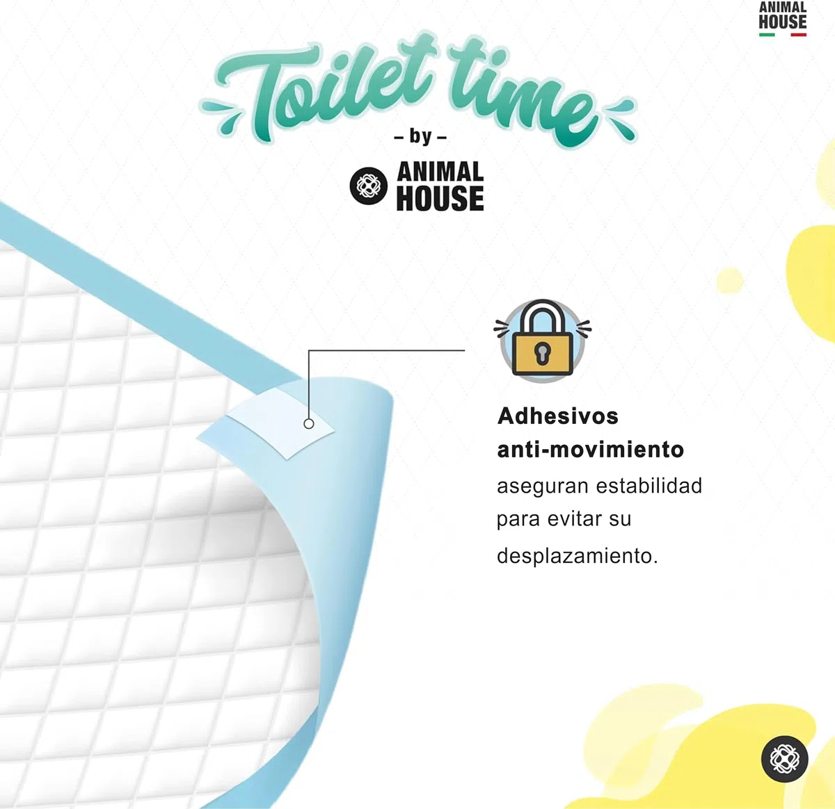 Animal House - Mats higiénico de 120pz Absorbente con manzanilla - Alta absorbencia - Libre de Polvo - Contiene los olores - Protege la casa - (60x60 cm, 120)