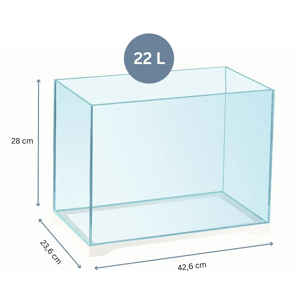 Aquariumline - Acuario abierto de cristal extraclaro, 22 l, 42,6 x 23,6 x 28 cm