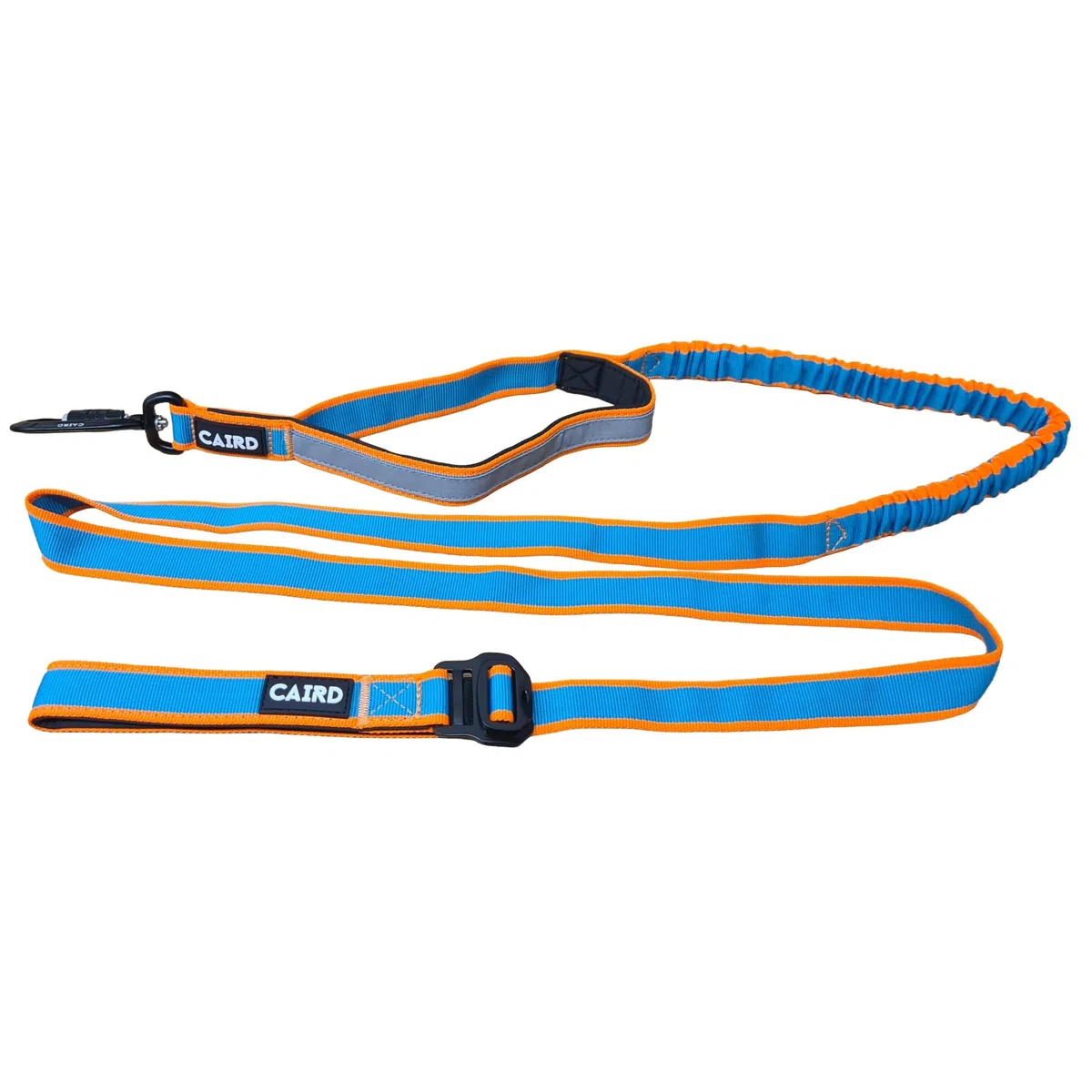 Correa elástica para Perros CAIRD Freedom to Run, Correa para Perros Manos Libres con asa Acolchada, cinturón Ajustable, mosquetón de Aluminio (Naranja y Aguamarina)