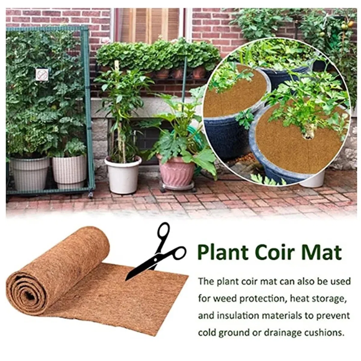 Rollo de Fibra Vegetal, Alfombra for Reptiles, Ropa Cama, Aislamiento, Cesta for Maceta, Forro Coco(200cmx50cm)