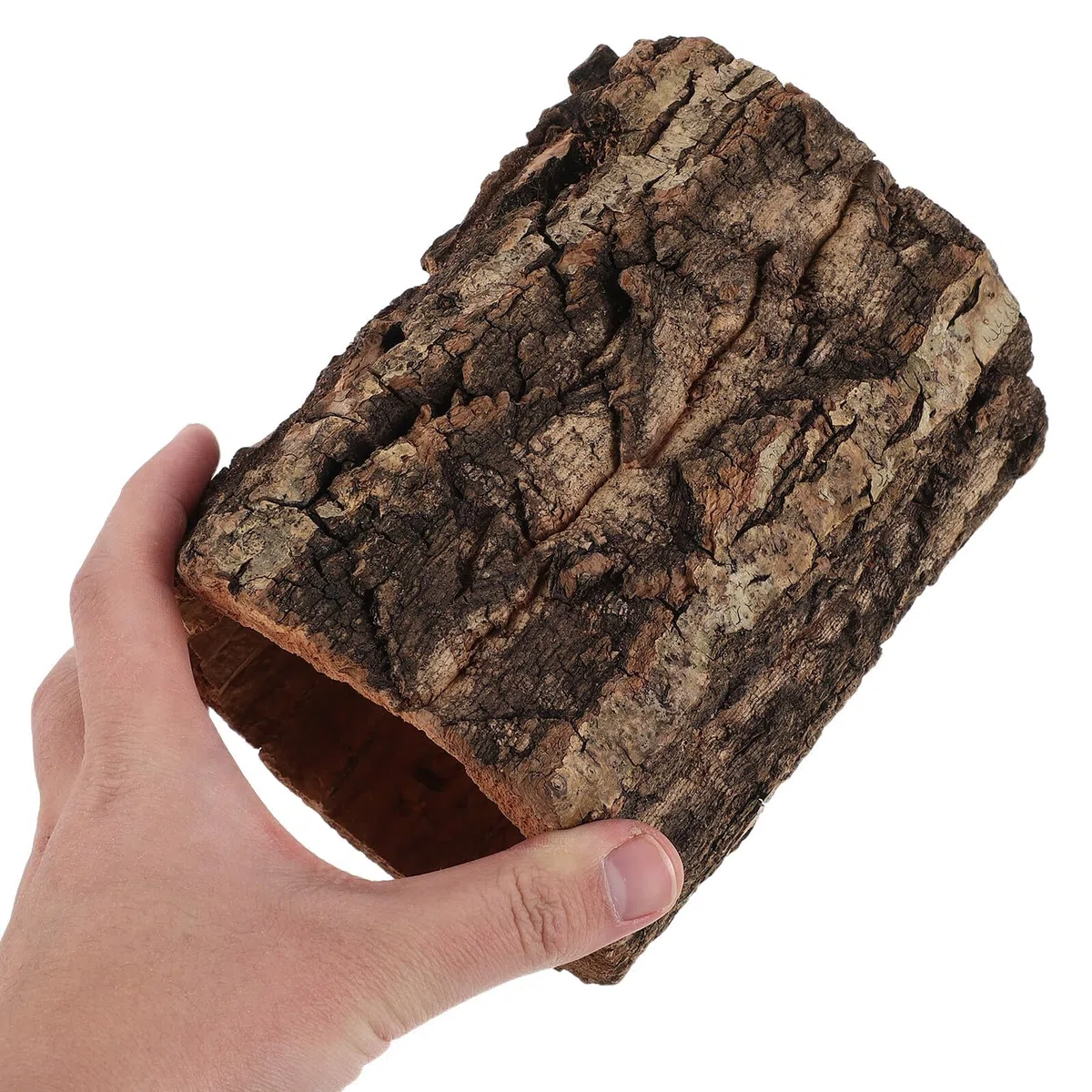 Escondite de Tronco de Árbol para Reptiles 6x5 Pulgadas Madera