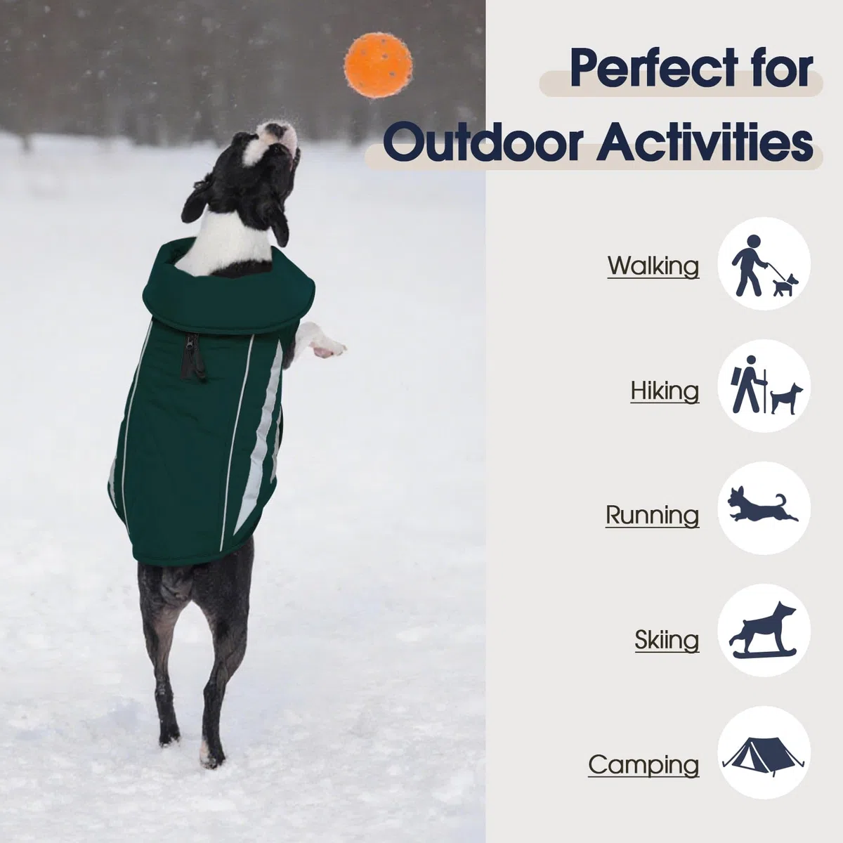 IECOii Abrigo de invierno para perro, impermeable, resistente al viento y reflectante, chaqueta de nieve ajustable y con forro polar para aventuras al aire libre de Pitbull, verde, tallas XL