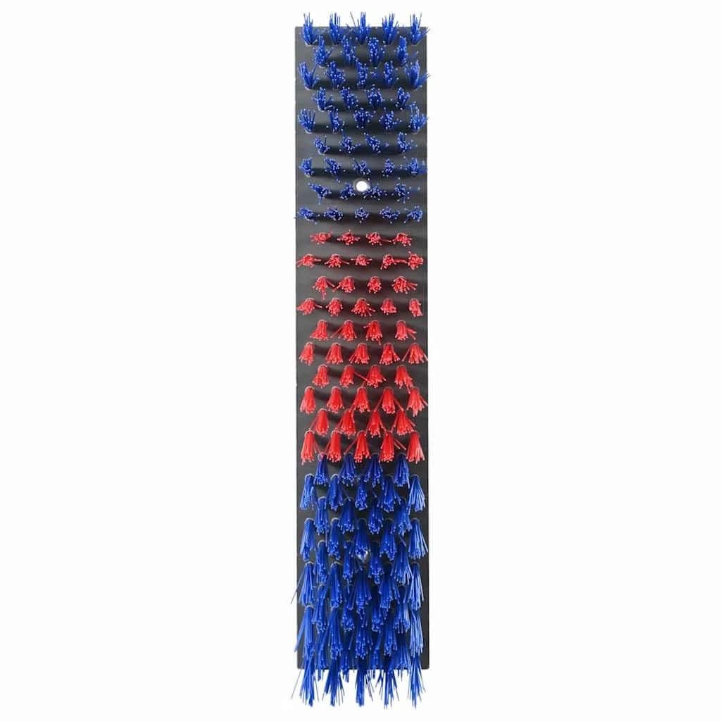 Cepillo de ganado montado en la pared de plástico y acero, rojo y azul, 50 x 10 x 6,5 cm, para establo y pasto, cuidado de ganado y caballos