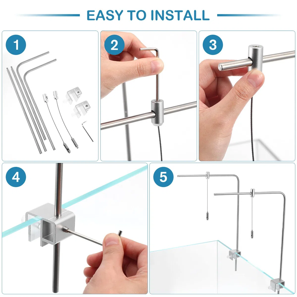DOITOOL Soporte para Colgar Pecera de Aleación de Aluminio Ajustable 25x40 Cm, Bastidor Práctico para Luces LED Acuario, Accesorio para Acuarios de Agua Dulce y Salada
