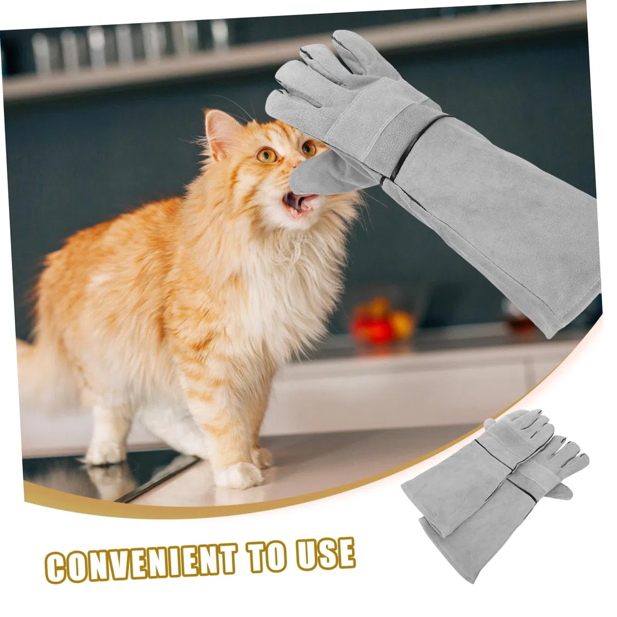 POPETPOP Guantes Antimordeduras para Perros y Gatos, 1 Par, Cuero