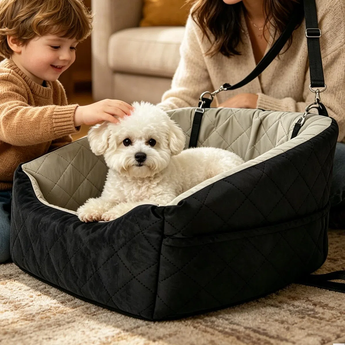 Asiento De Coche Para Mascotas Impermeable con Cinturón de Seguridad para | Cama de Viaje para Perro en Coche para Cachorro Gato Mascota Pequeña Mediana SUV Berlina Furgoneta Vehículo