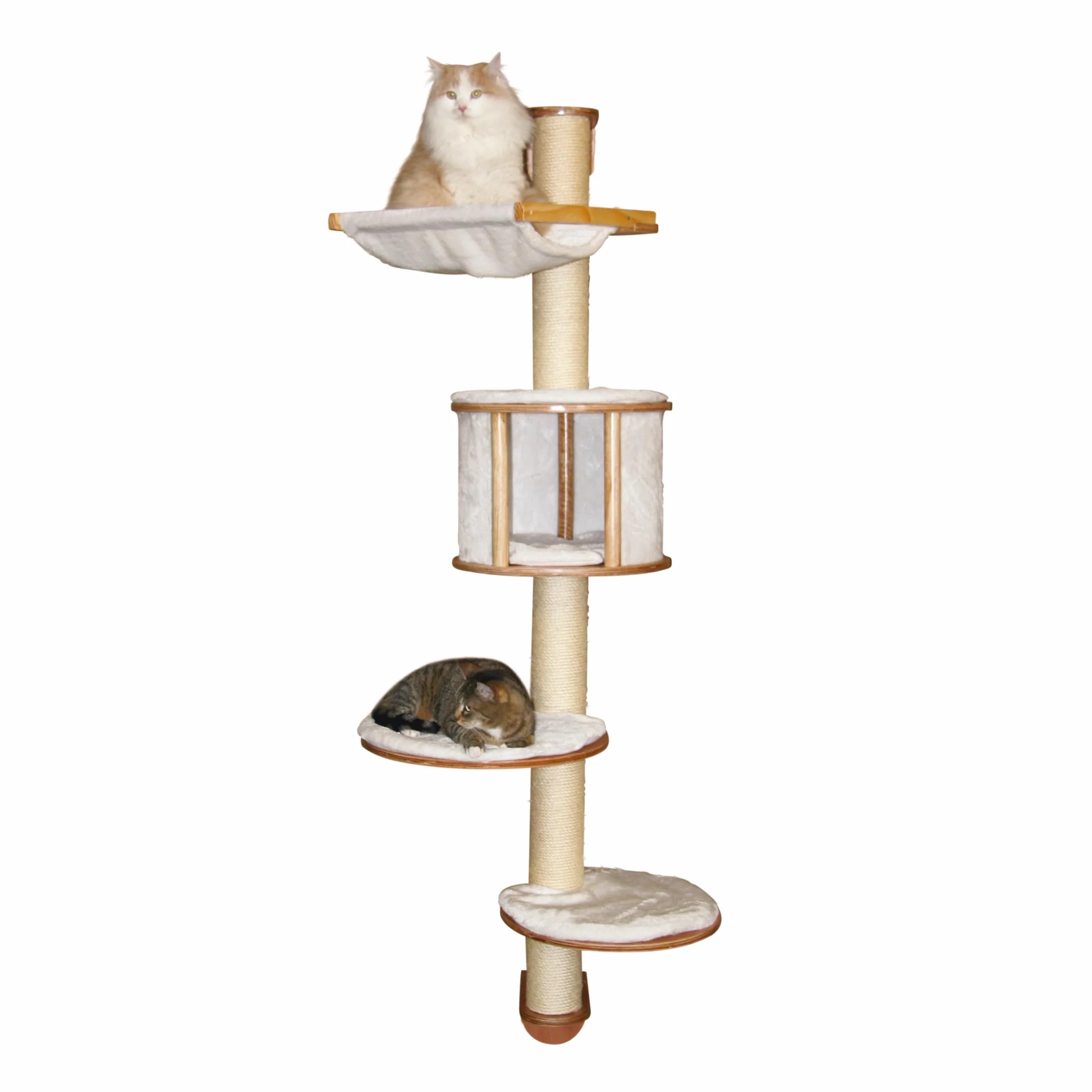 Kerbl Pet Rascador de pared Dolomit, árbol para gatos, blanco, 168cm, madera, felpa, sisal, para gatos, cojín extraíble y acolchado