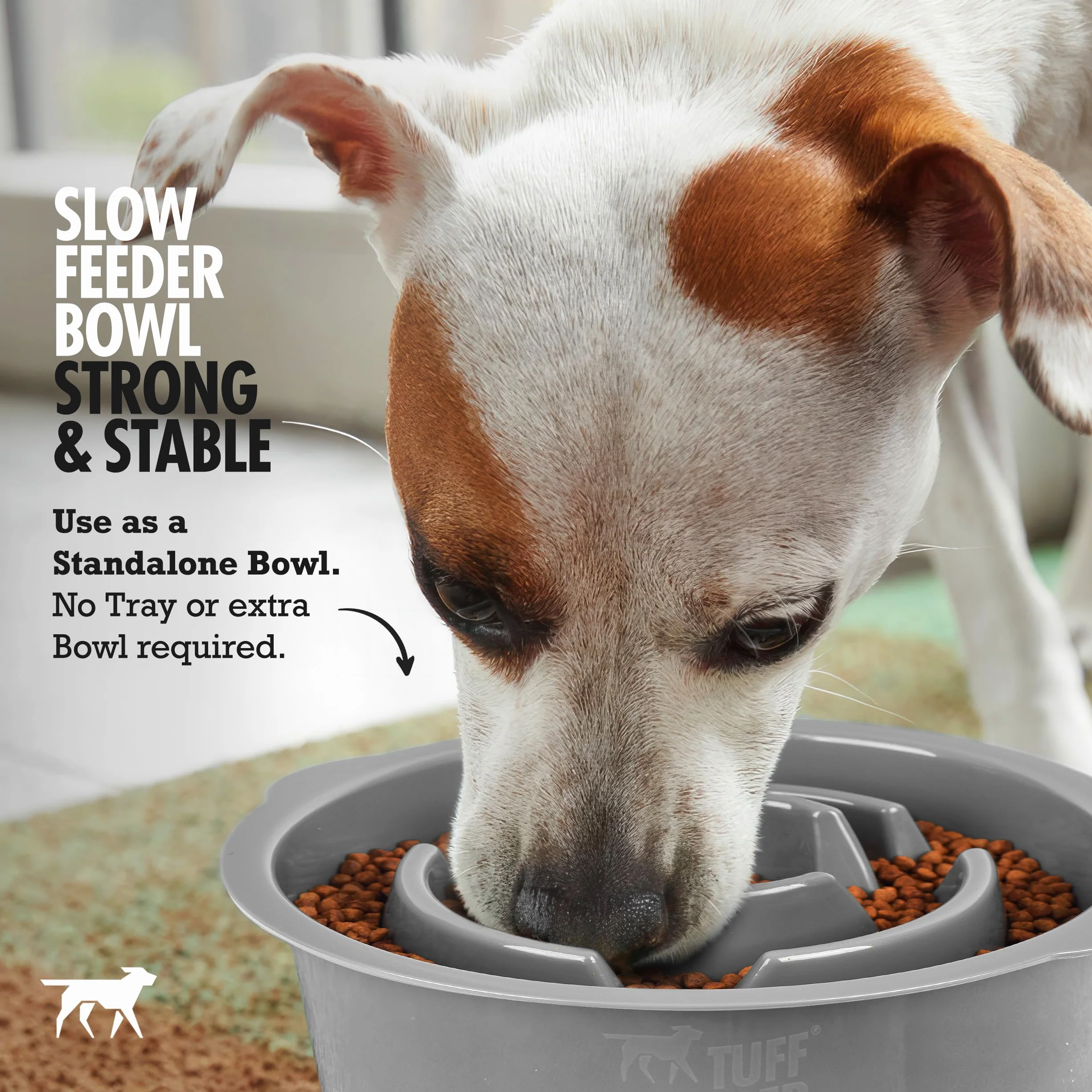Tuff Pupper Cuenco de alimentación lenta para perros, laberinto de rompecabezas que ralentiza la comida, cuenco independiente para mascotas, cuenco elevado con bandeja de alimentador, inserto de