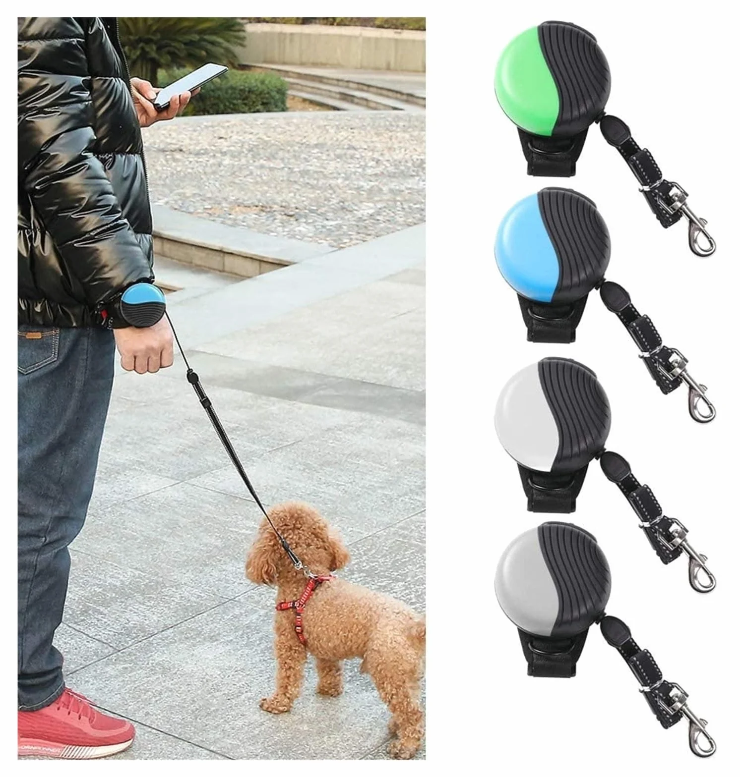 Correa Retráctil Para Perros Con Manos Libres, Correa Extensible Para Perros Corriendo Para Cachorros, Correa Para El Cinturón Muñeca 3M Correa Manos Libres Para Perros Pequeños, Medianos, Gatos ( Col