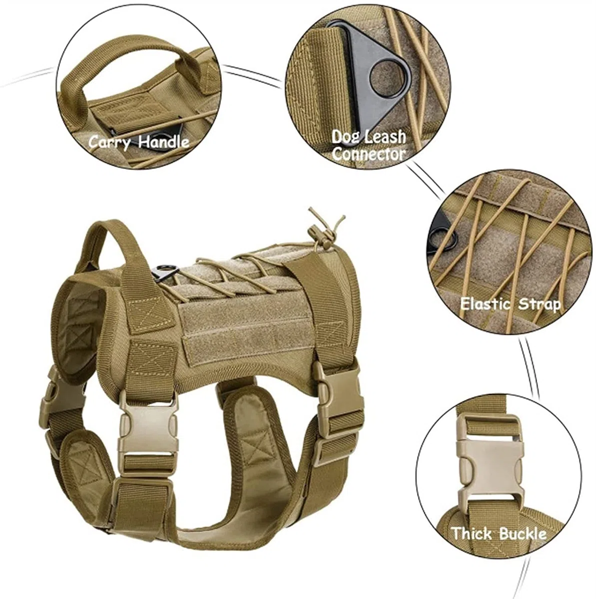 Arnés Táctico para Perros Ajustable con Correa Extensible, Arnés De Pecho para Perros De Servicio, Arnés para Perros De Adiestramiento Al Aire Libre con 3 Bolsillos Extraíbles
