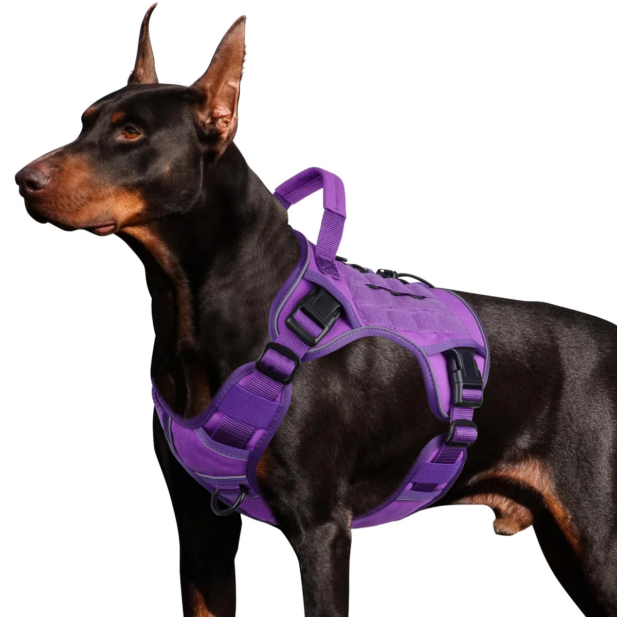WINGOIN Arnés táctico para perros pequeños, sin tirones, ajustable, reflectante, K9, arnés militar para mascotas con asa, hebillas de metal para caminar, senderismo, entrenamiento (L)