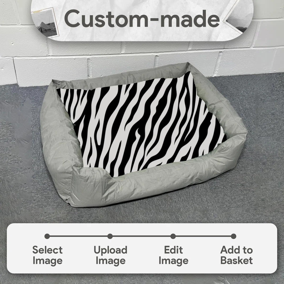 TheDogTagCo Cama grande personalizada para perros con almohada, cama de espuma viscoelástica personalizada para perro con funda impermeable lavable para mayor comodidad y suavidad para tu cachorro