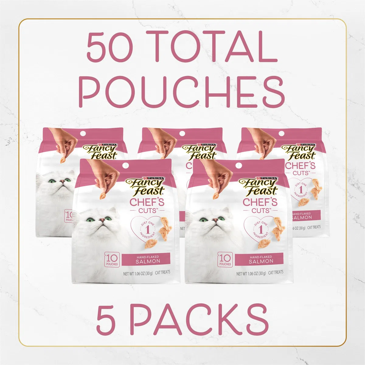Purina Fancy Feast Purely Natural Hand-Flaked Salmon Cat Treat- 1.06 pouch (5 count)