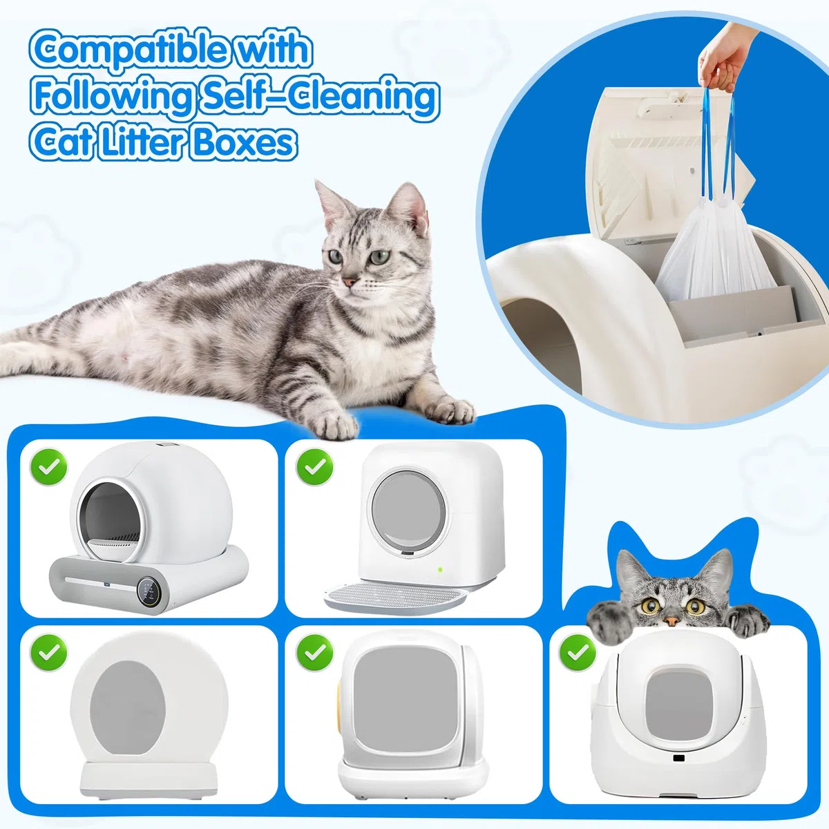 120 bolsas automáticas de polietileno de alta densidad compatibles con MeoWant MW-SC01 MW-SC02 de 1.5 mil de grosor, 22 libras máximo, desechables, resistentes, sin olor, transparente 17.7 x