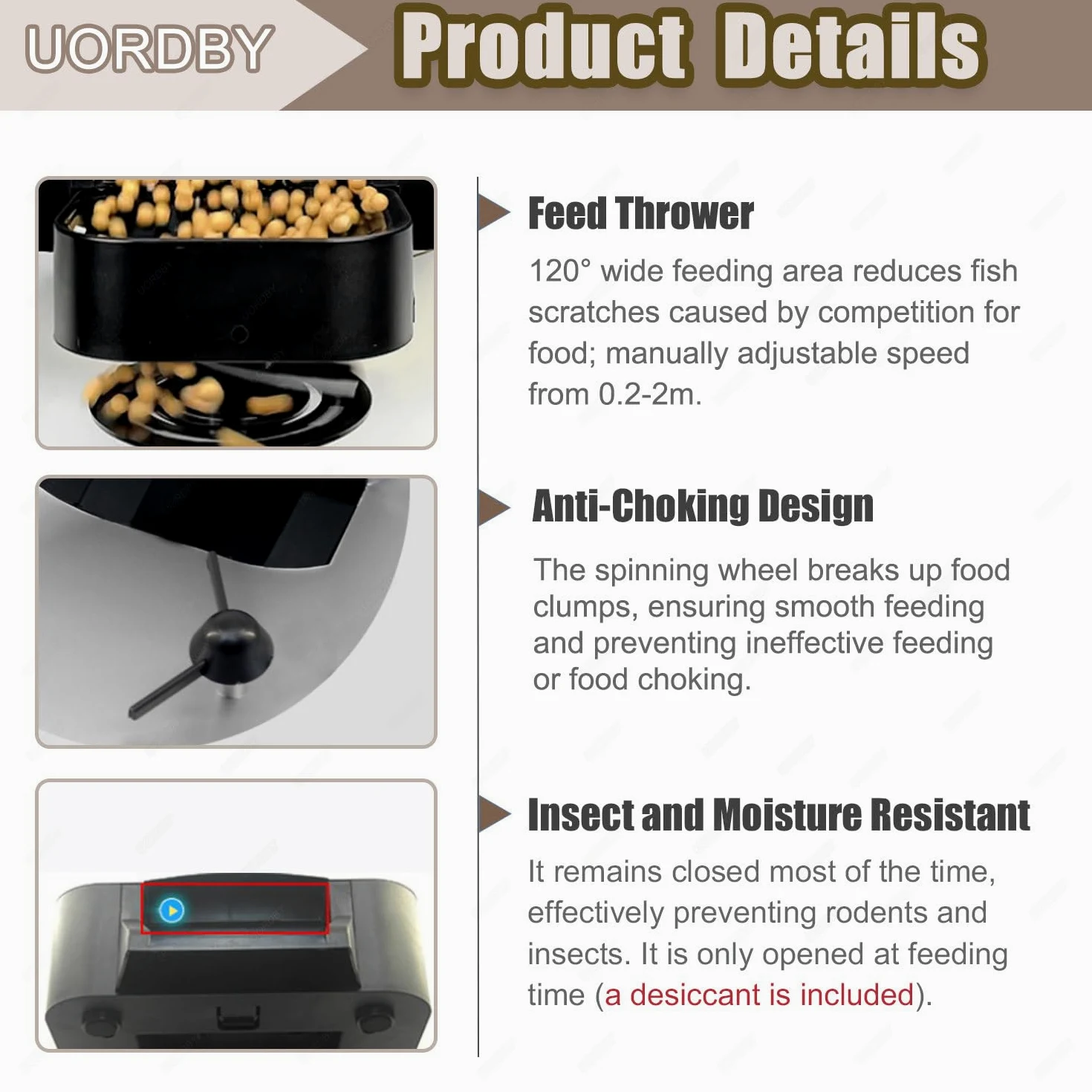Alimentador para Peces de Estanque: Alimentador automático con energía Solar (4L/10L/20L), Equipado con Mecanismo de Lanzamiento de alimento, Ideal para estanques al Aire Libre Black-4L