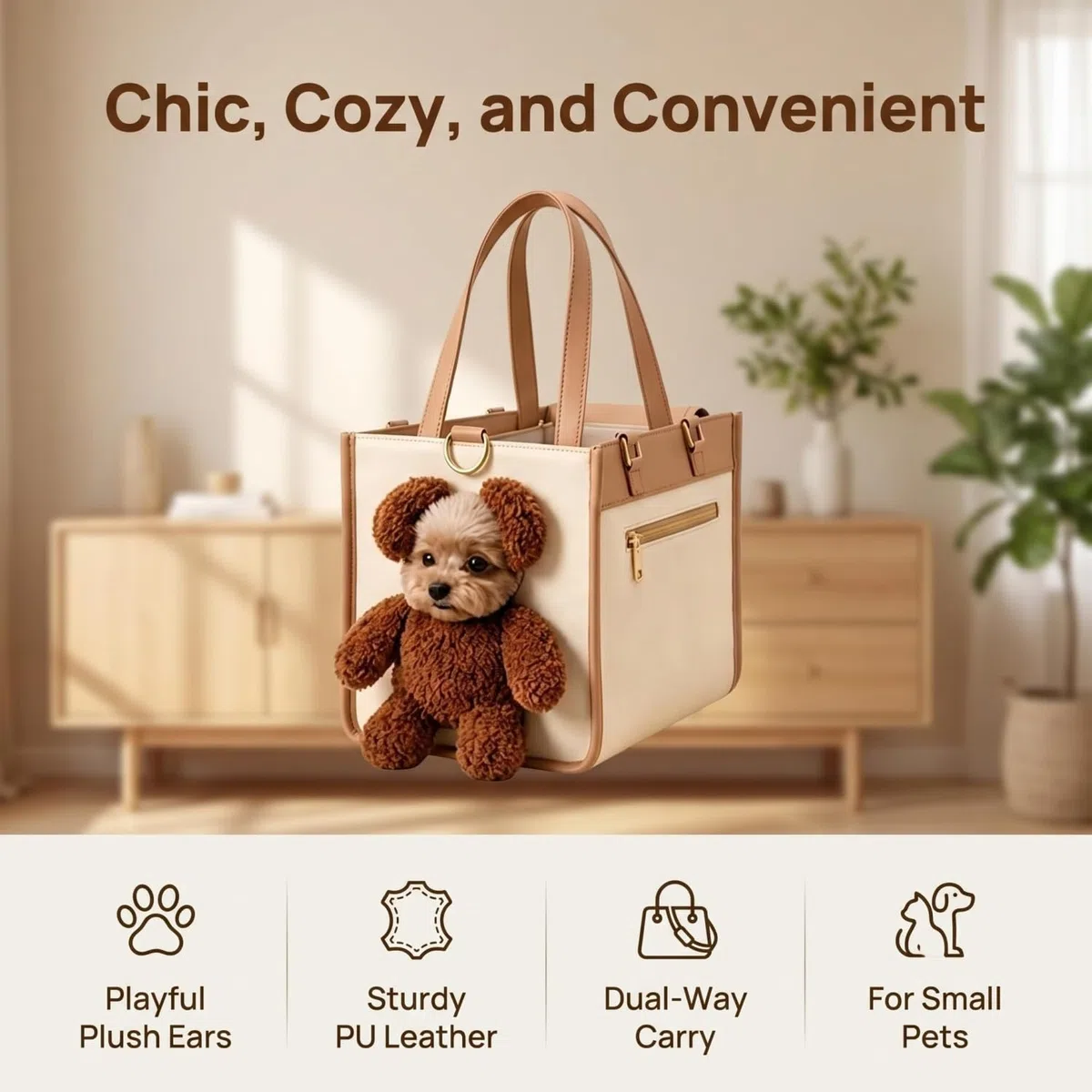 Bolsa Transportadora para Perros, Transportín Mascotas Bolso Tote Transpirable Oso Cabeza Fuera, Bolso Mascotas Gato Perro Pequeño con Forma de Oso de Peluche para Paseo y Viaje (M)