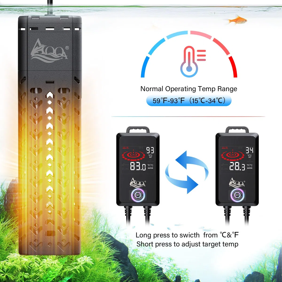 AQQA Calentador de acuario (1200 W)