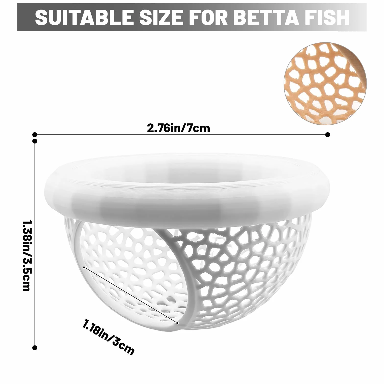 Pieles flotantes de peces Betta para acuario, adecuadas para luchar contra peces, camarones y peces pequeños, hamaca multifuncional, accesorios decorativos para esconder acuarios (blanco)