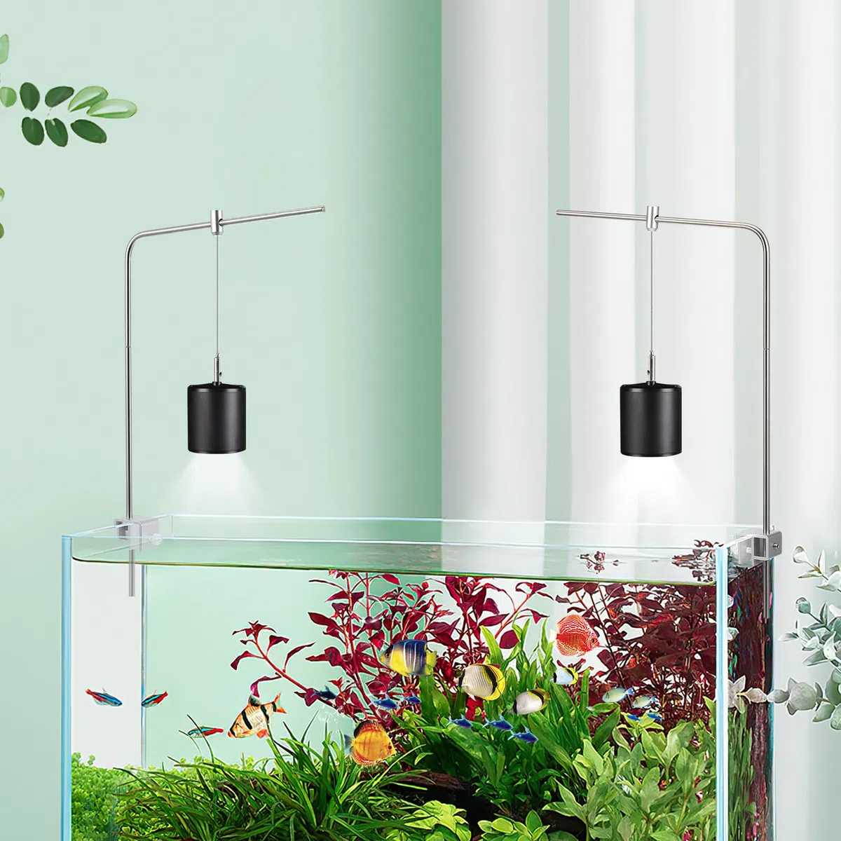 HANABASS Soporte Ajustable para Luz de Acuario de Rack de Aluminio para Tanque de Peces Holder para Lámpara LED de Plantas Acuáticas Compatible con Agua Dulce y Salada