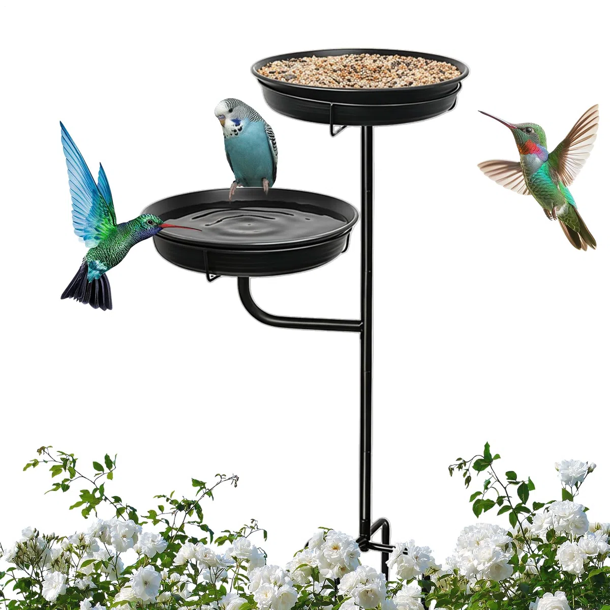 Bebedero para Pájaros Exterior Cuenco De Pie De Metal | Bebedero De Metal Con Base De Estaca De 4 Púas Decoración Para Jardín Exterior Patio Porche Césped Y Hogar Para Papá Y Mamá
