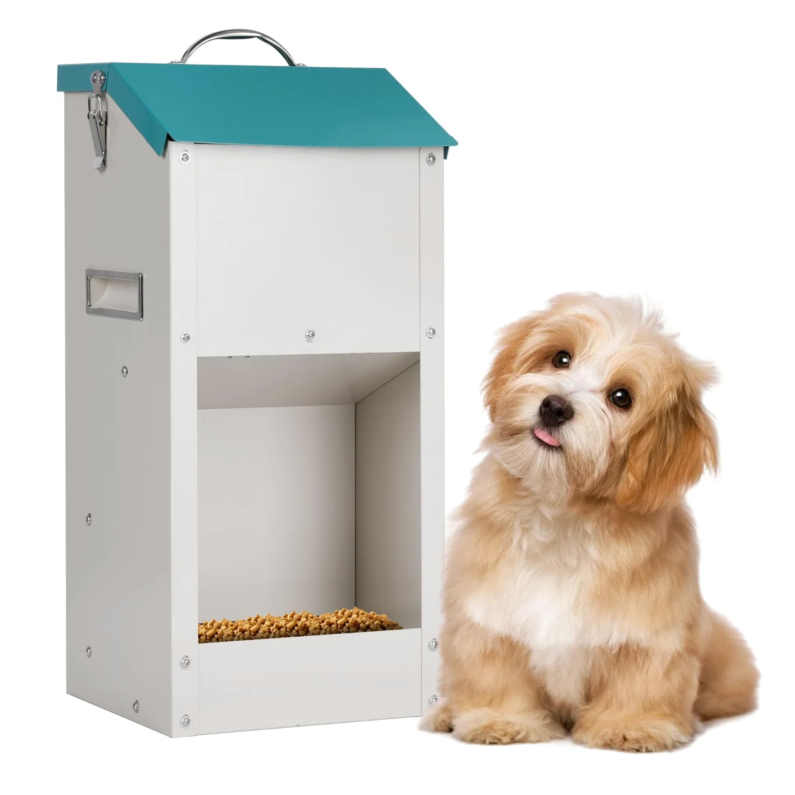 Comedero Automático para Perros de Exterior 6 kg Comedero Automático para Gatos con Almacenaje Alimentador por Gravedad para Cachorros, Perros, Gatos