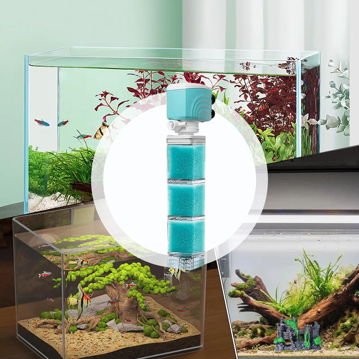 Genérico Filtros para Peceras Filtración Clear Wave Maker | Filtros Internos Sumergibles Peceras Agua Dulce Hogar Cría Marino Oficina Camarón