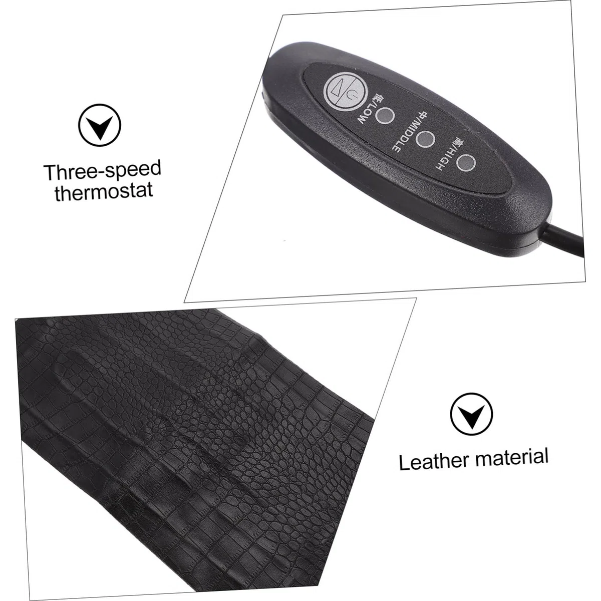 UKCOCO Alfombrilla Térmica para Reptiles USB de Niveles, Cuero Negro