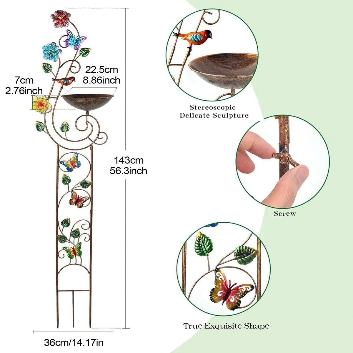 Bebederos para Aves de Exterior Soporte de Plantas y Depósito de Agua | Cuenco Baño Pájaros Para Jardín Patio Césped Patio Trasero Fuente De Agua Decorativa Exterior Cuenco Jardín Césped Trasero