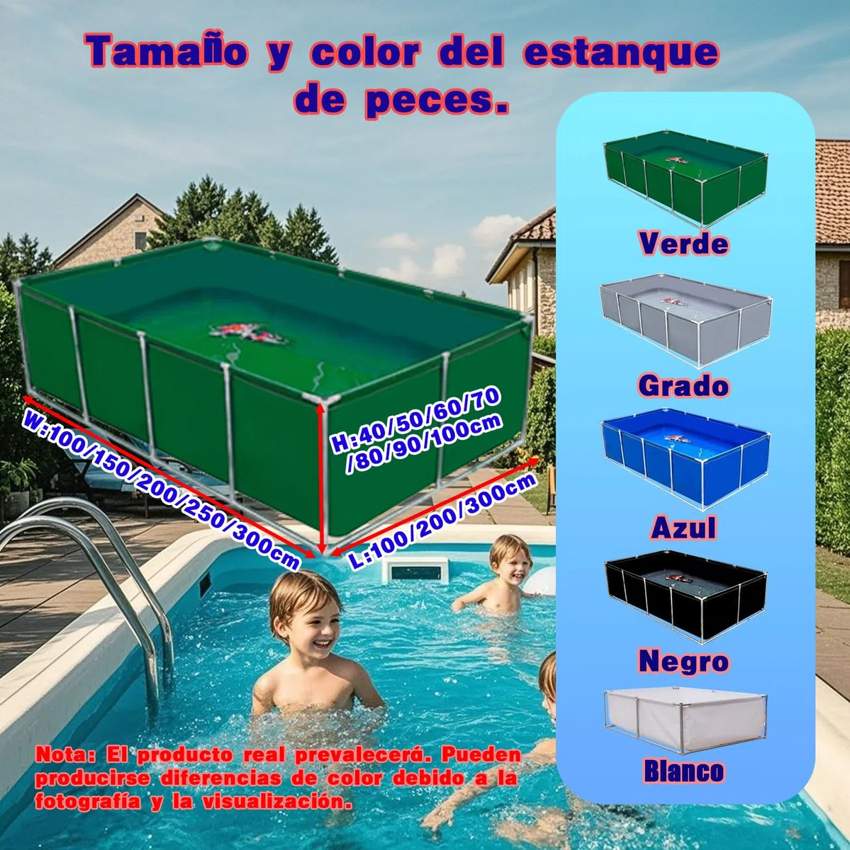 Acuario Grande De PVC/Lienzo,Genérico Estanque de Acuario Grande para Interior,Piscina Ornamental con válvula de Drenaje,para criar koi,riego,Almacenamiento de Agua（tamaño:L200xW150xH40cm