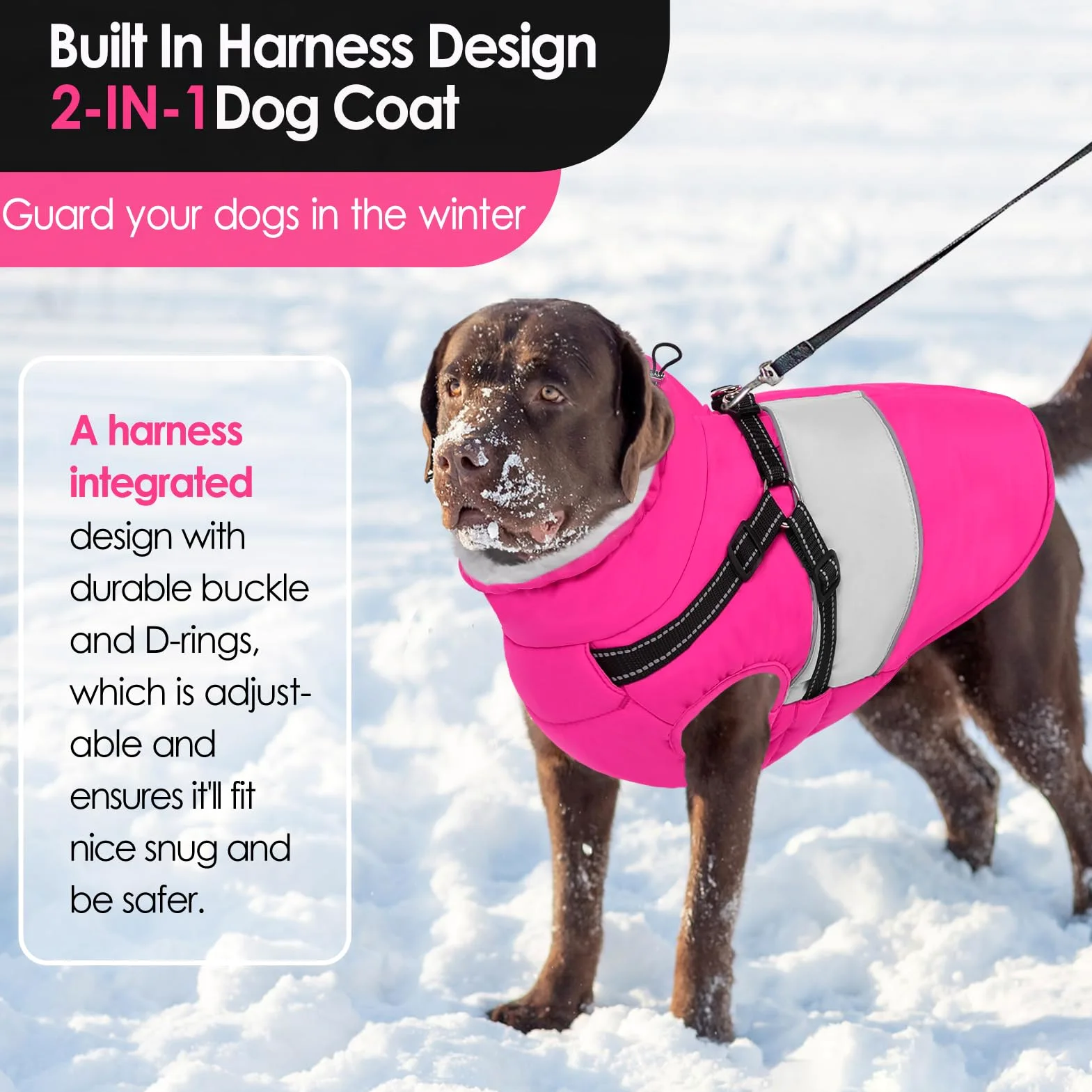 AOFITEE Abrigo para Perro pequeño, Abrigo de Invierno para Perro con arnés Integrado, Chaqueta cálida para Perros con Cremallera y Cuello de Forro Polar, Chaqueta de Nieve Impermeable para Mascotas