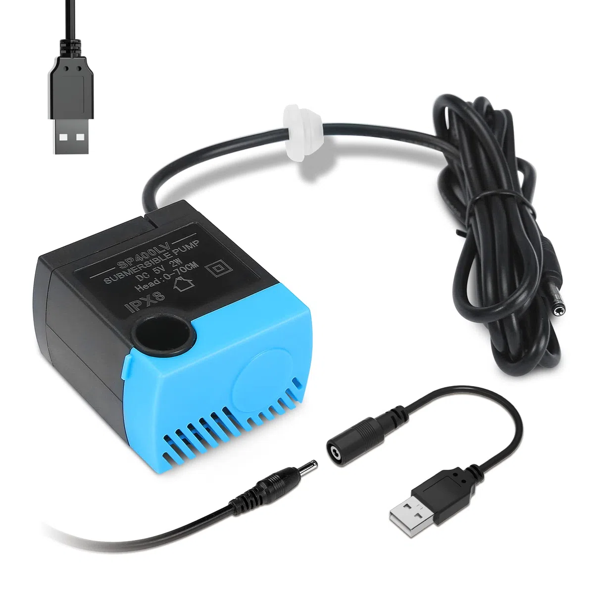 SP-400LV Bomba de fuente de agua para gatos y perros con ojales, bomba de repuesto USB para fuentes de consumo de mascotas compatible con mariposa, 1/2 galón, 1 galón, 2 galones