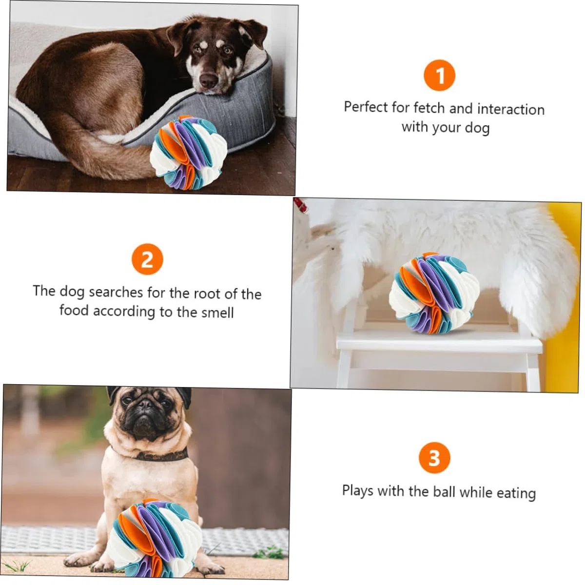 GALPADA Pelota Olfativa para Perros Interactiva, Juguete Masticable de Fieltro Duradero, 20 Cm, para Entretenimiento en Casa y Jardín, Adecuada para Perros Pequeños y Medianos