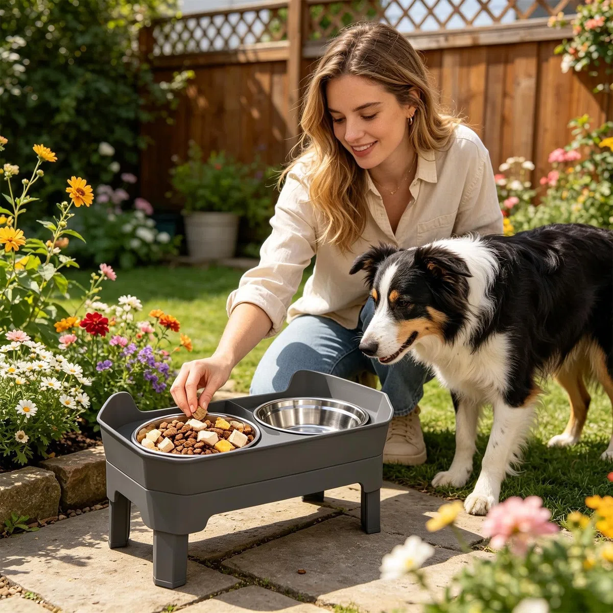 Comederos Elevados para Gatos Estación De Alimentación De Acero Inoxidable | Comederos Con Soporte Para Mascotas Entrenamiento Bebida Cocina Exterior Viaje Camping Patio Trasero