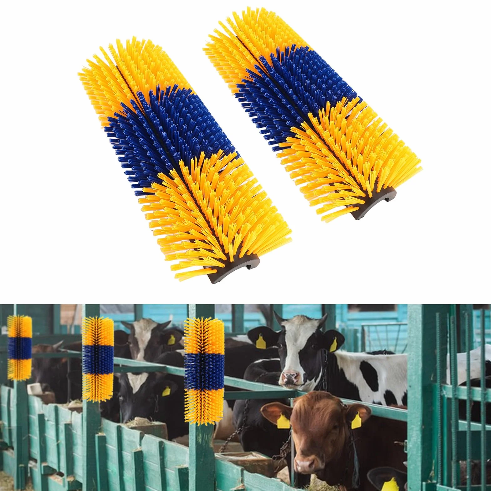 EMUKOEP Cepillos de Masaje Completo para Ganado, Cepillo para Rascar la Espalda de Animales Fiable, Ganado de Caballos, Ovejas (Amarilla)