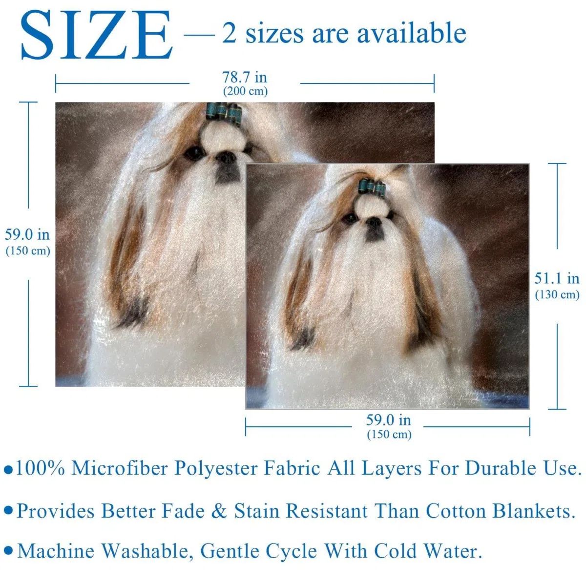 Manta de forro polar, súper suave, lujosa manta de cama Shih Tzu perro cachorro