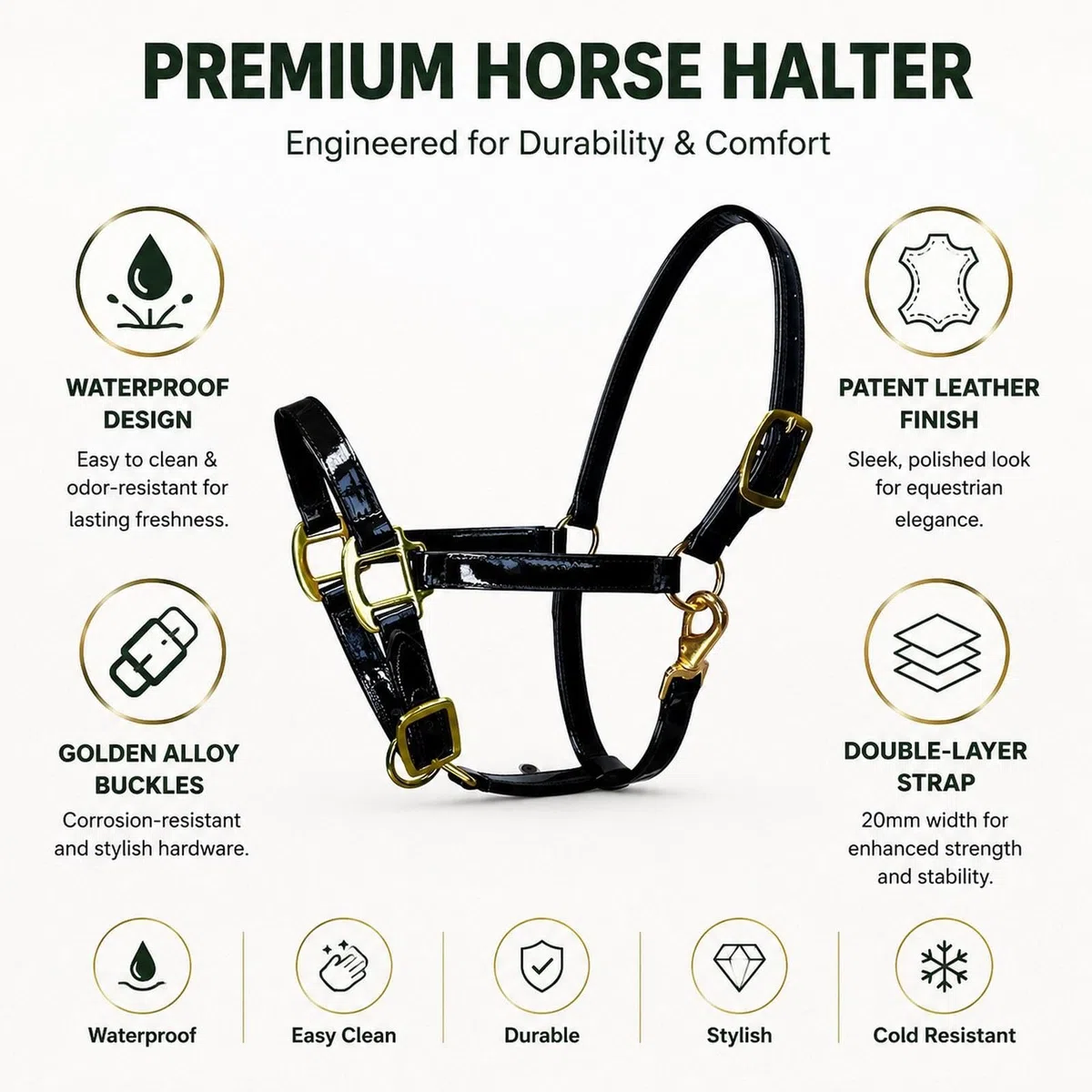 Cabezada Acolchada, Ligera Y Ajustable con Cierre de Garganta para El Entrenamiento de Caballos en, El Hipódromo Y El Pasto; Ideal para Comp