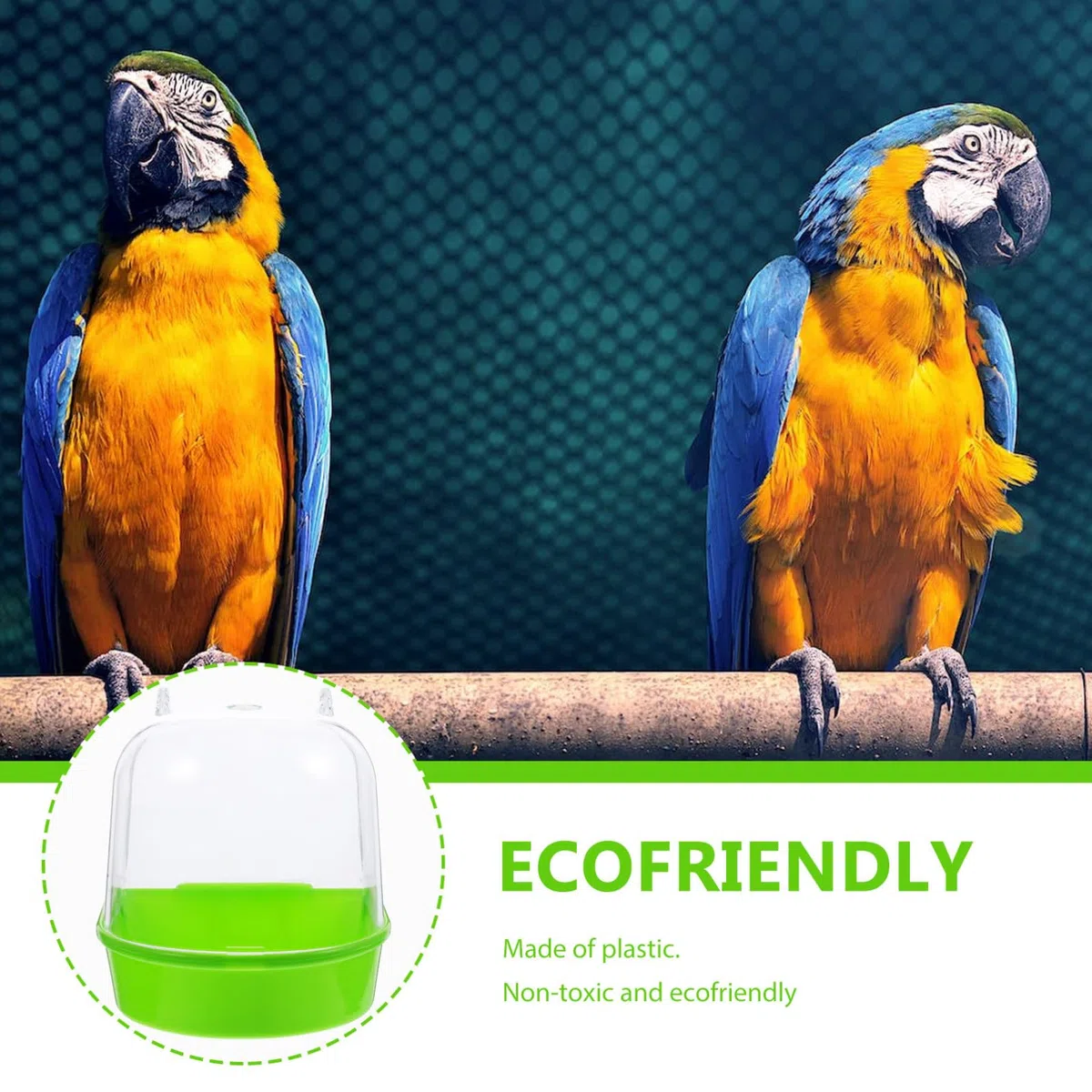 Bañera Verde para Baño de Pájaros Pequeños y Loros, Cuenco de Plástico Colgante para Jaulas, Ducha Eléctrica para Periquitos en Interiores