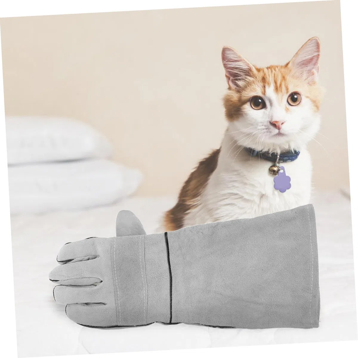 POPETPOP Guantes Antimordeduras para Perros y Gatos, 1 Par, Cuero
