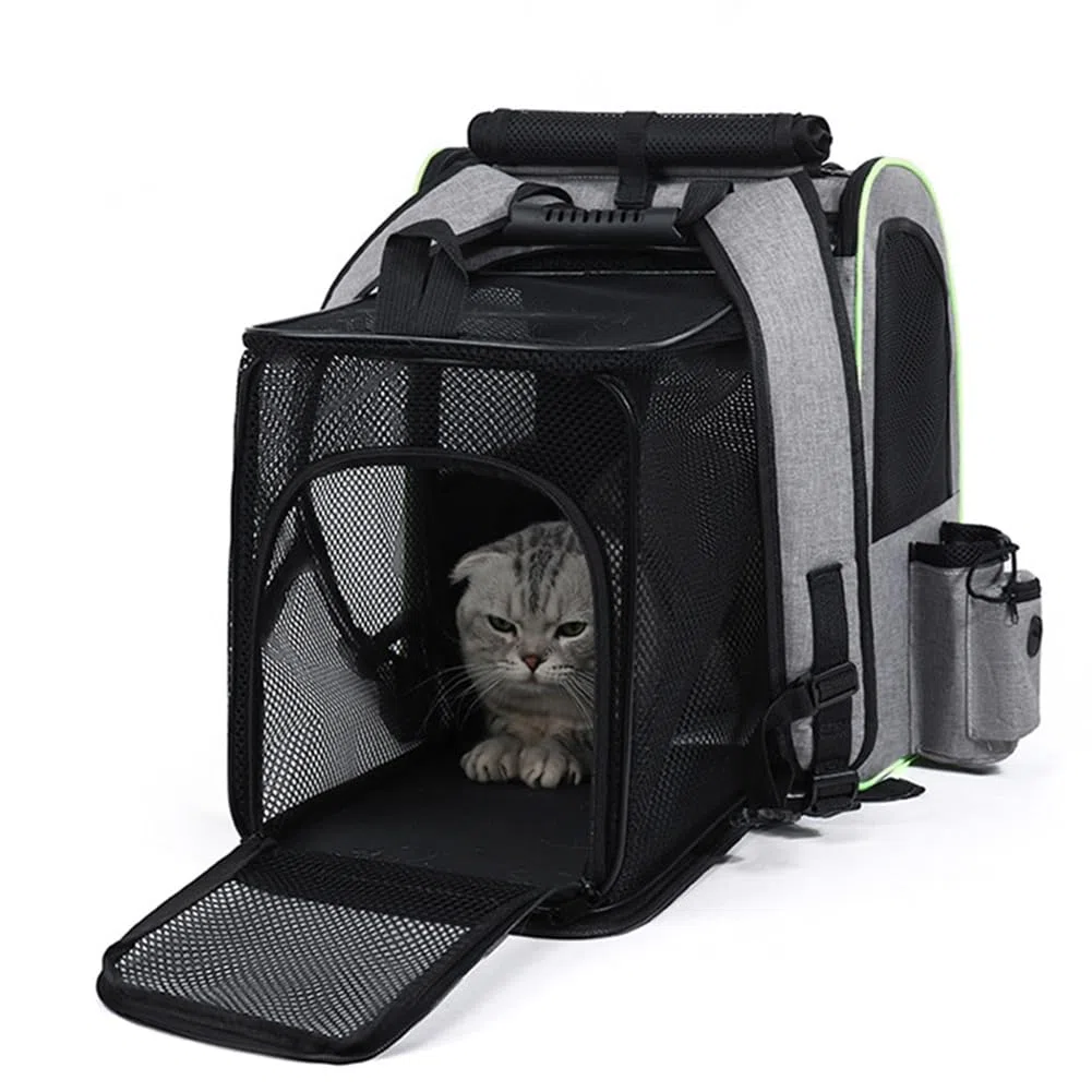 Mochila Transportadora para Gatos, Mochila para Gatos, Bolsa de Transporte para Viajes, Senderismo y Camping, Gris.