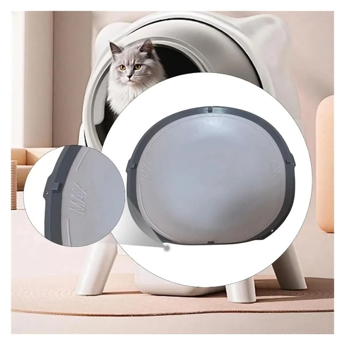 Compatible For Alfombrilla Silicona Caja Gatos Smart Toilet | Alfombrilla silicona, ajuste estable, repuesto gris, fácil limpieza