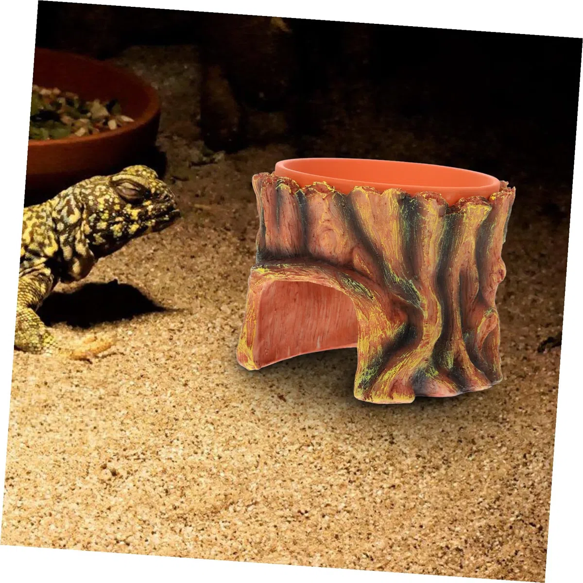 Didiseaon Escondite para Reptiles de Resina Piel de Reptil, Cueva Húmeda de Tamaño Grande para Terrarios, Refugio Natural para Lagartos y Geckos, Decoración para Hábitat de Mascotas