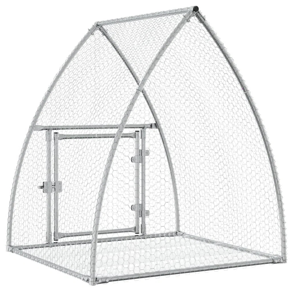 Conejera plateada de acero galvanizado, 105 x 100 x 120 cm, con puerta y cerradura, jaula para animales pequeños para conejos, casa de roedores, rueda libre y salida al aire libre para