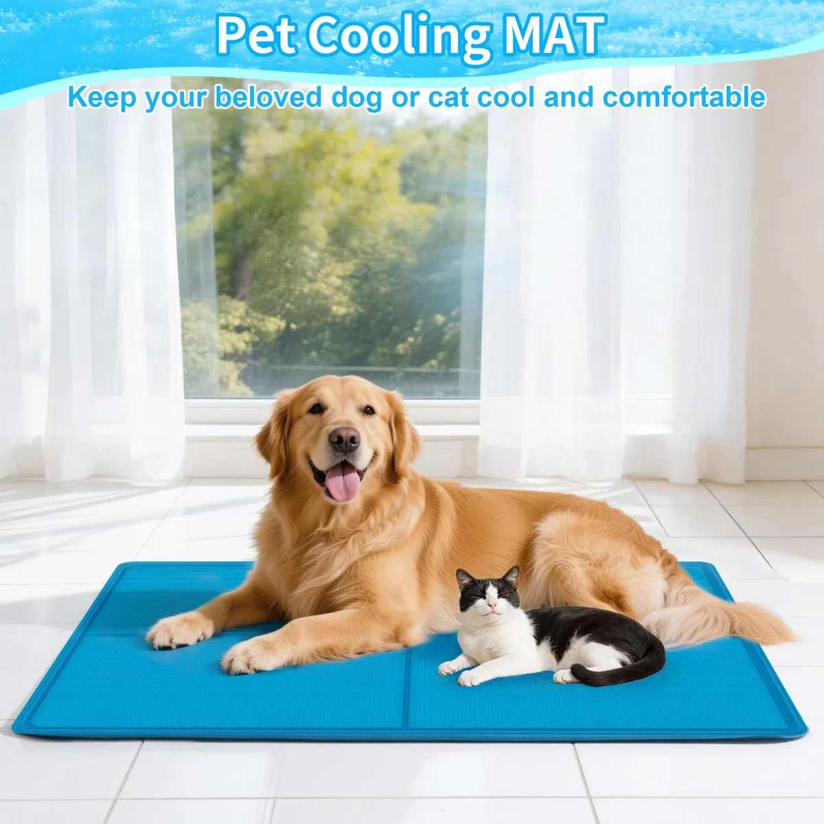 Alfombrilla refrescante para perros, 120 x 75 cm, materiales de actualización, gel sólido no tóxico, alfombrilla autorefrigerante para perros, refrigeración rápida en verano caluroso para