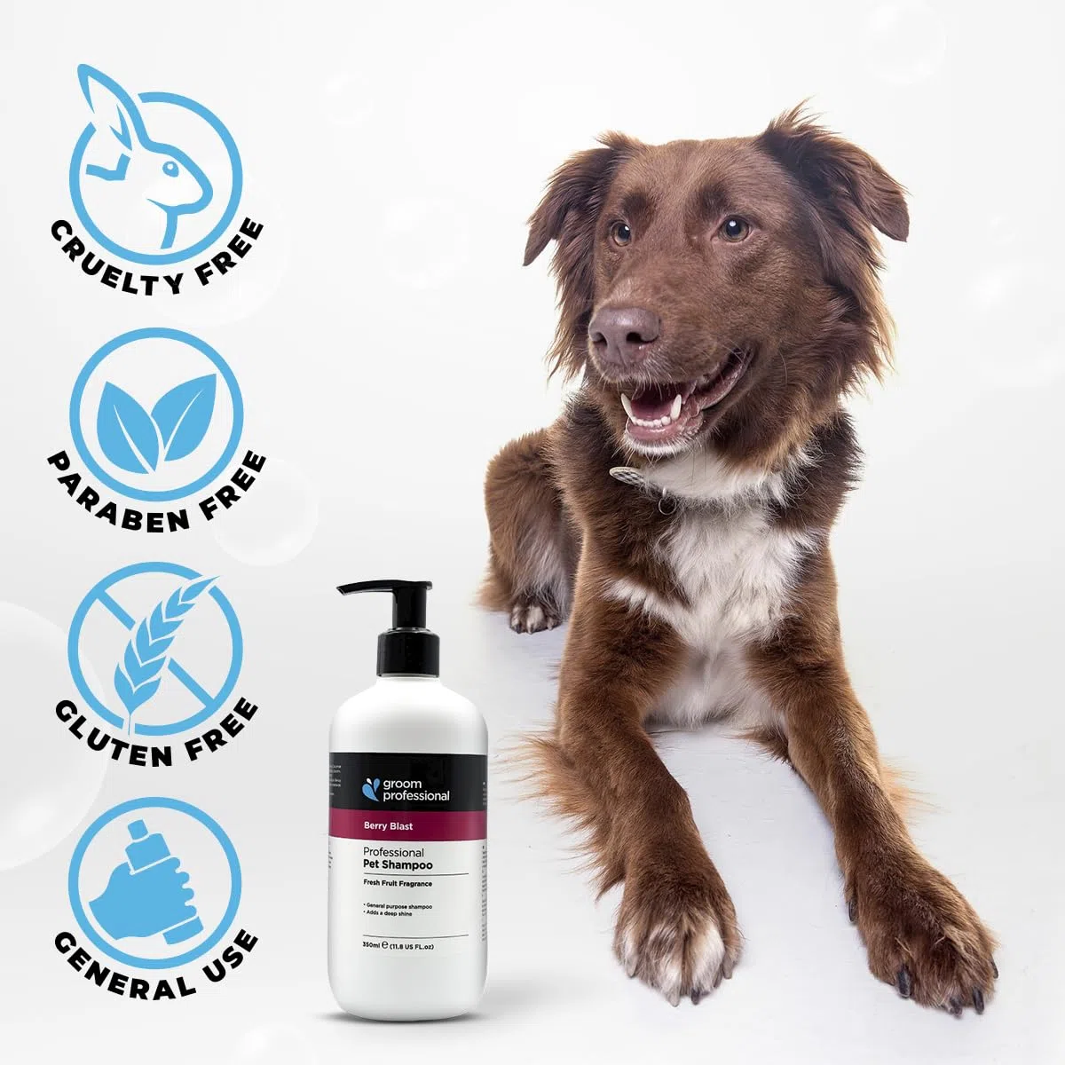 Groom Professional Champú para perros Berry Blast (4 L) – Salón concentrado 10:1 con extractos naturales de bayas, limpieza suave, hidrata, aroma a fruta de larga duración, Reino Unido