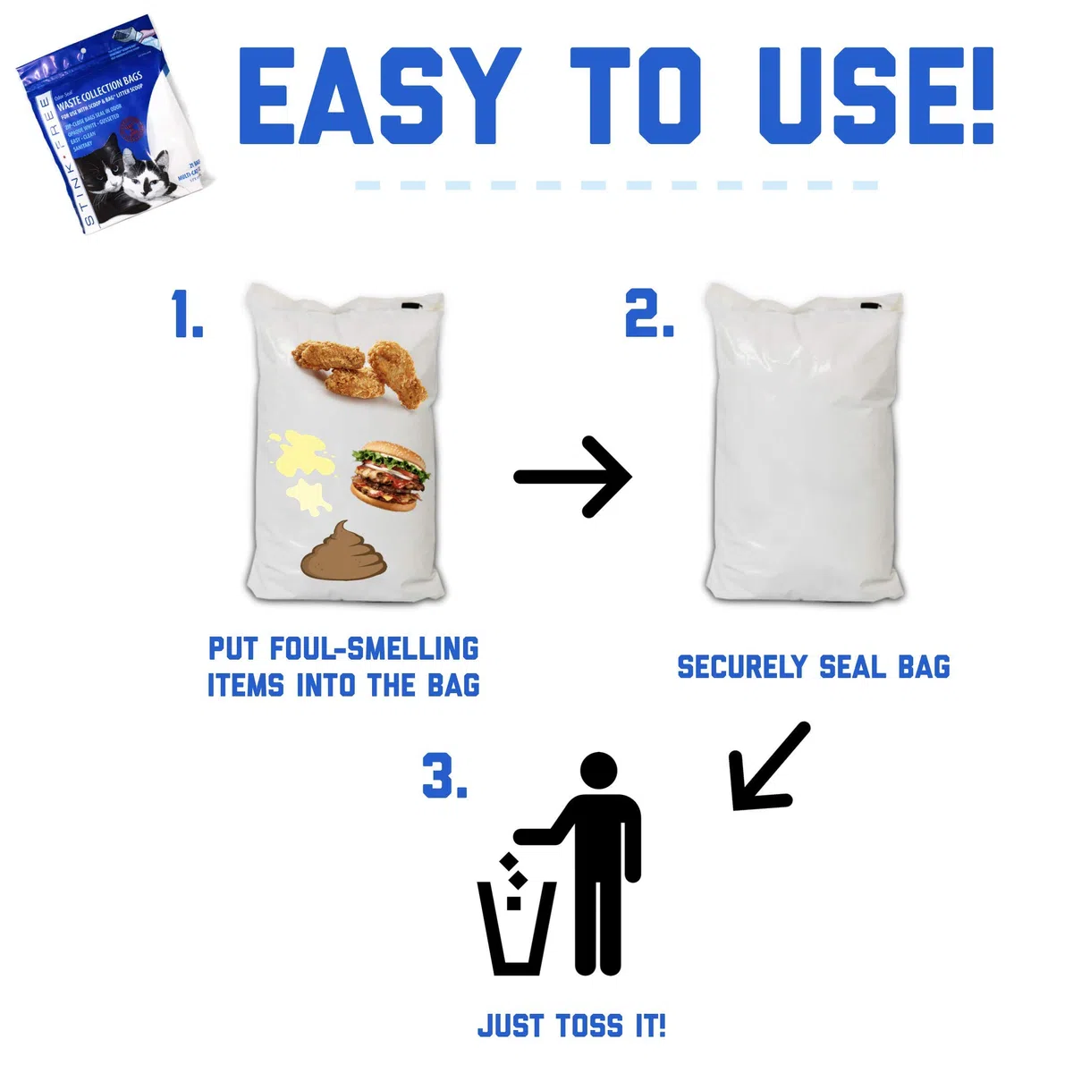 Odor-Seal Cat Litter Waste Collection Bags (fits Scoop&Bag) 12 Pkgs (252 Bags) by Stink Free